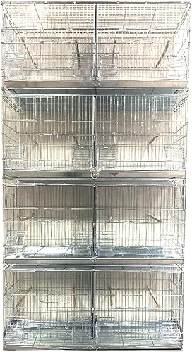 Combo Galvanizado galvanizado apilar y bloquear criador jaula de vuelo de aves crianza nido puerta separador extraíble con soporte rodante (AÑADIR