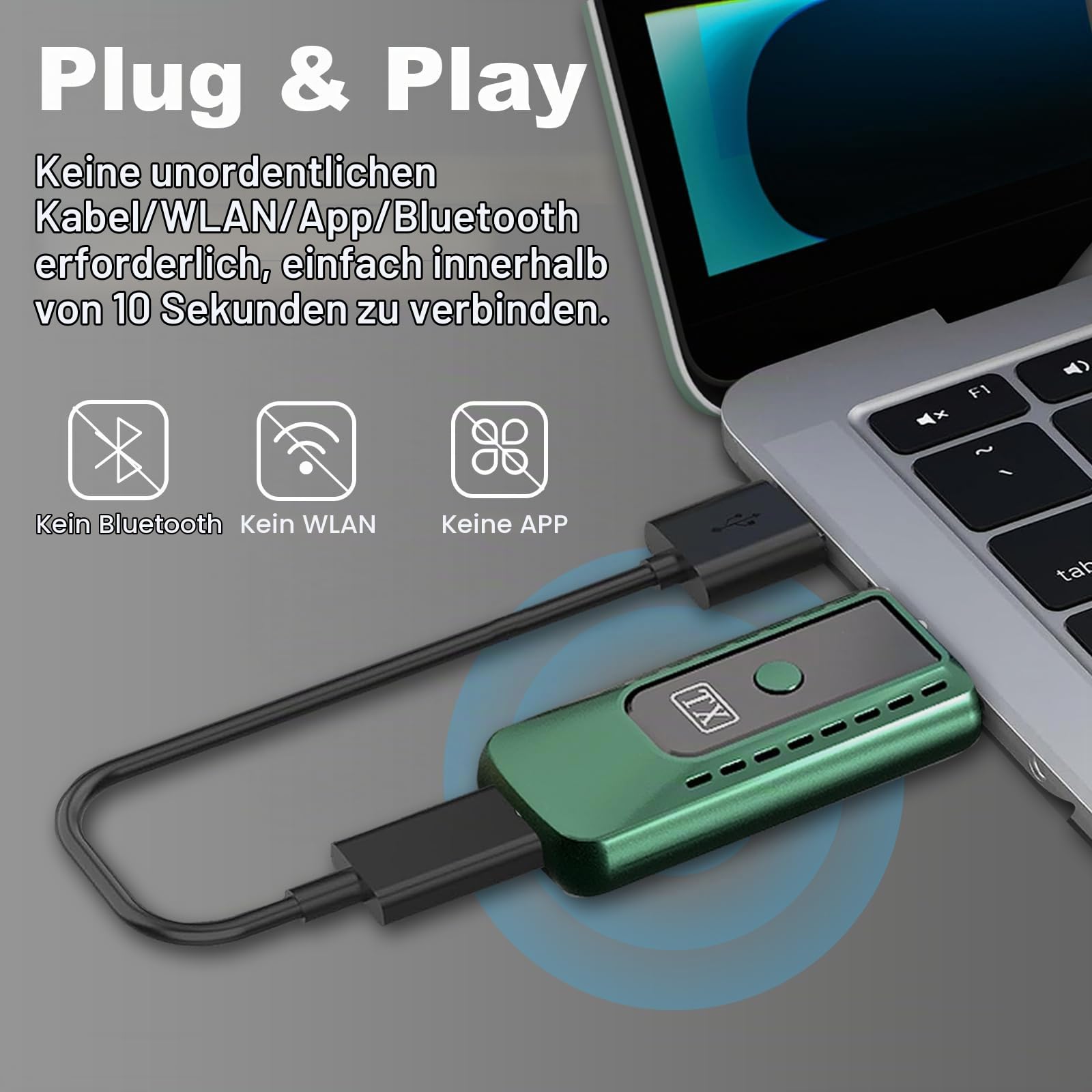 Wireless HDMI Transmitter and Receiver 4K Dekodierung, 1080P 60Hz, 2.4G/5.8G Dualband, 30M Reichweite, HDMI Funkübertragung von Laptop, PC, Kamera zu TV, Beamer, Monitor – Plug & Play