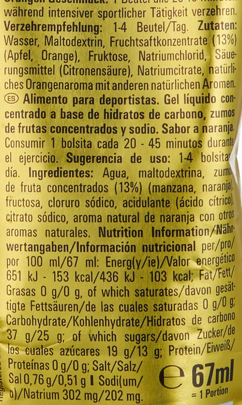PowerBar Power Gel Hydro mit Kohlenhydraten, Maltodextrin & Natrium – Energie Gels – Vegan – Trinkbar ohne Wasser – Orange (24 x 67 ml)