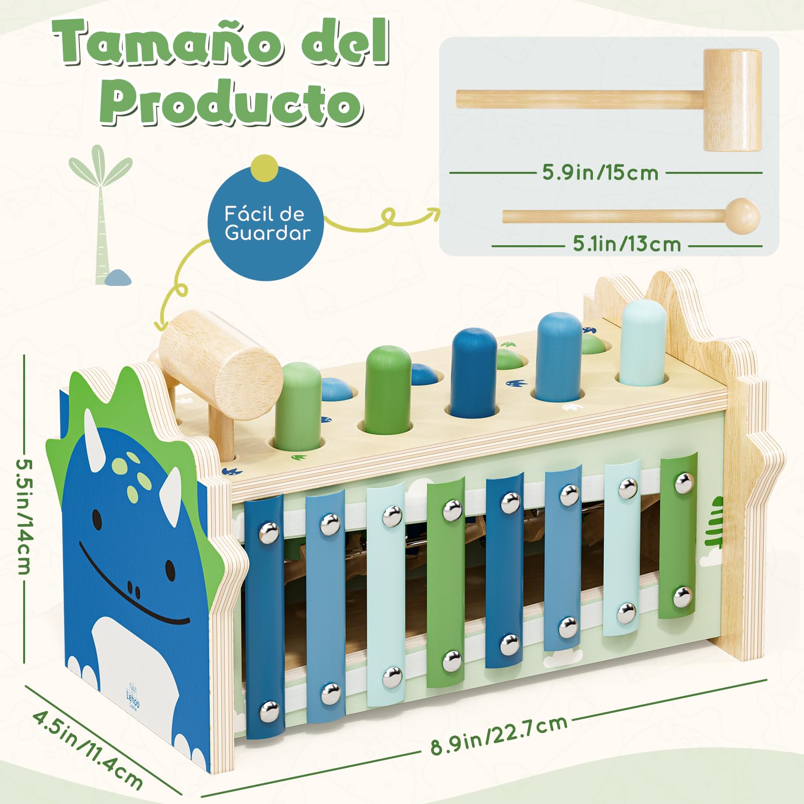 Lehoo Castle Juguetes Montessori 1 Año, Juguete de Madera con Xilófono y Martillos para Bebés, Juguetes Educativos de Motricidad para Niños, Regalos de Cumpleaños y Navidad para Niños 1-3 Años