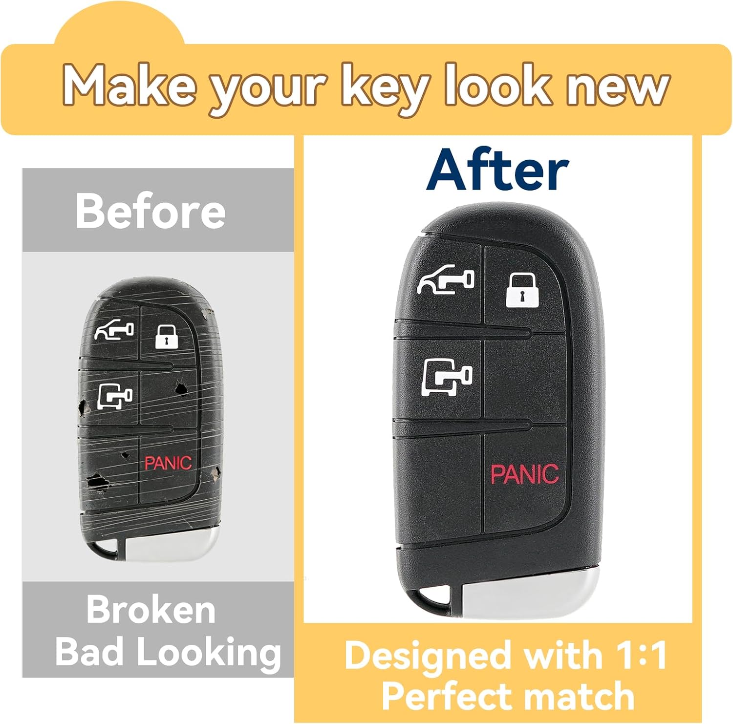 Key Fob Case Cover Replacement for RAM ProMaster 1500 2500 3500 2022 - 2025 JUST Key Fob Shell M3N-40821302 2PCS