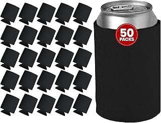 50 Ct of Kan-Tastic Can Cooler & Holder – Black – Soft, Flexible Foam Keeps Beer, Soda, Water Cool & Fresh – Great for Custom Designs for DIY Projects, Events, Company Promotions