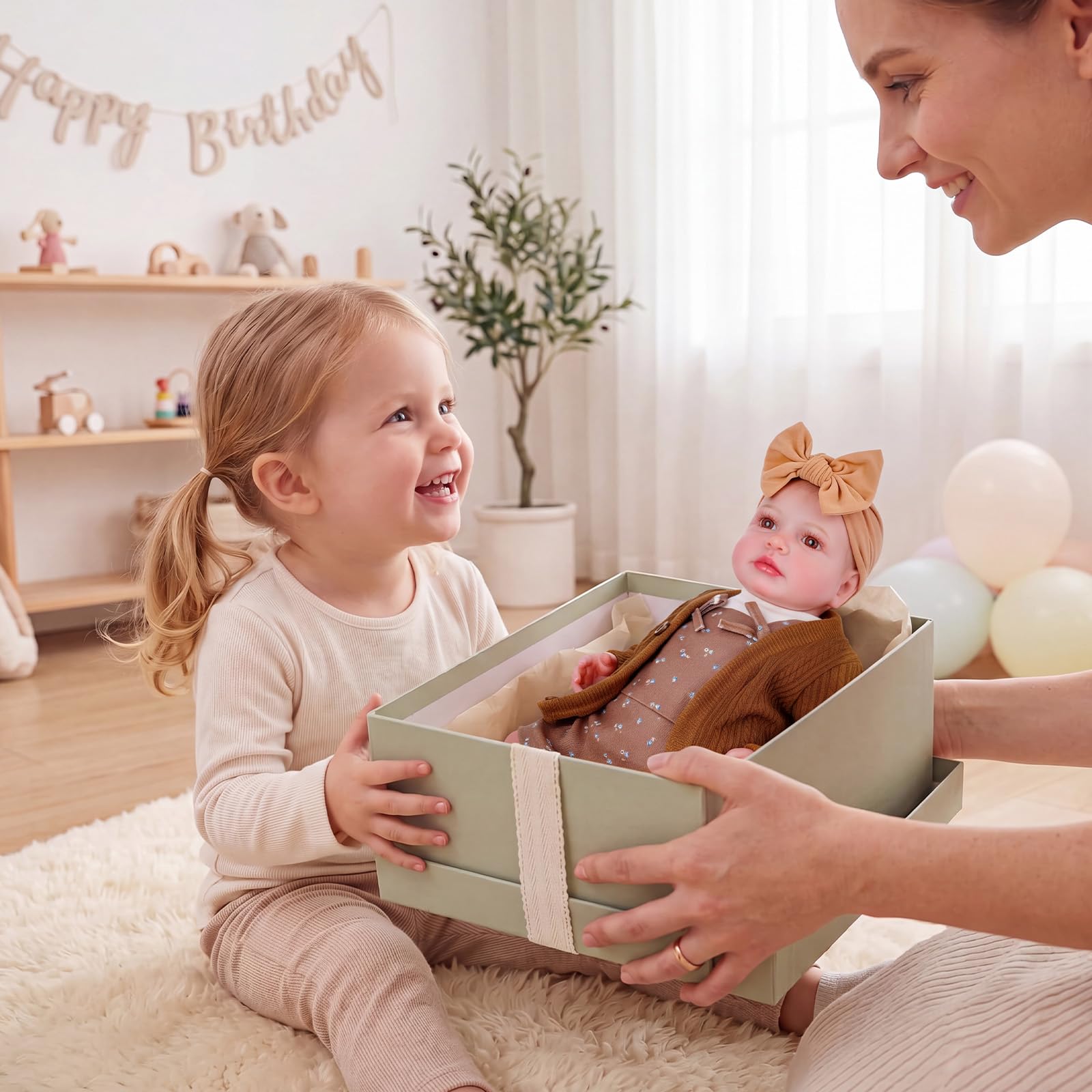 BABESIDE Reborn Baby Mädchen Puppe, 20 Zoll Vinyl Puppen mit Weichem Körper | Reborn Baby Doll mit Kleiderset, lebensechte babypuppen mit Stoffkörper, Vinylarmen und -beinen, Demenzpuppe für Senioren