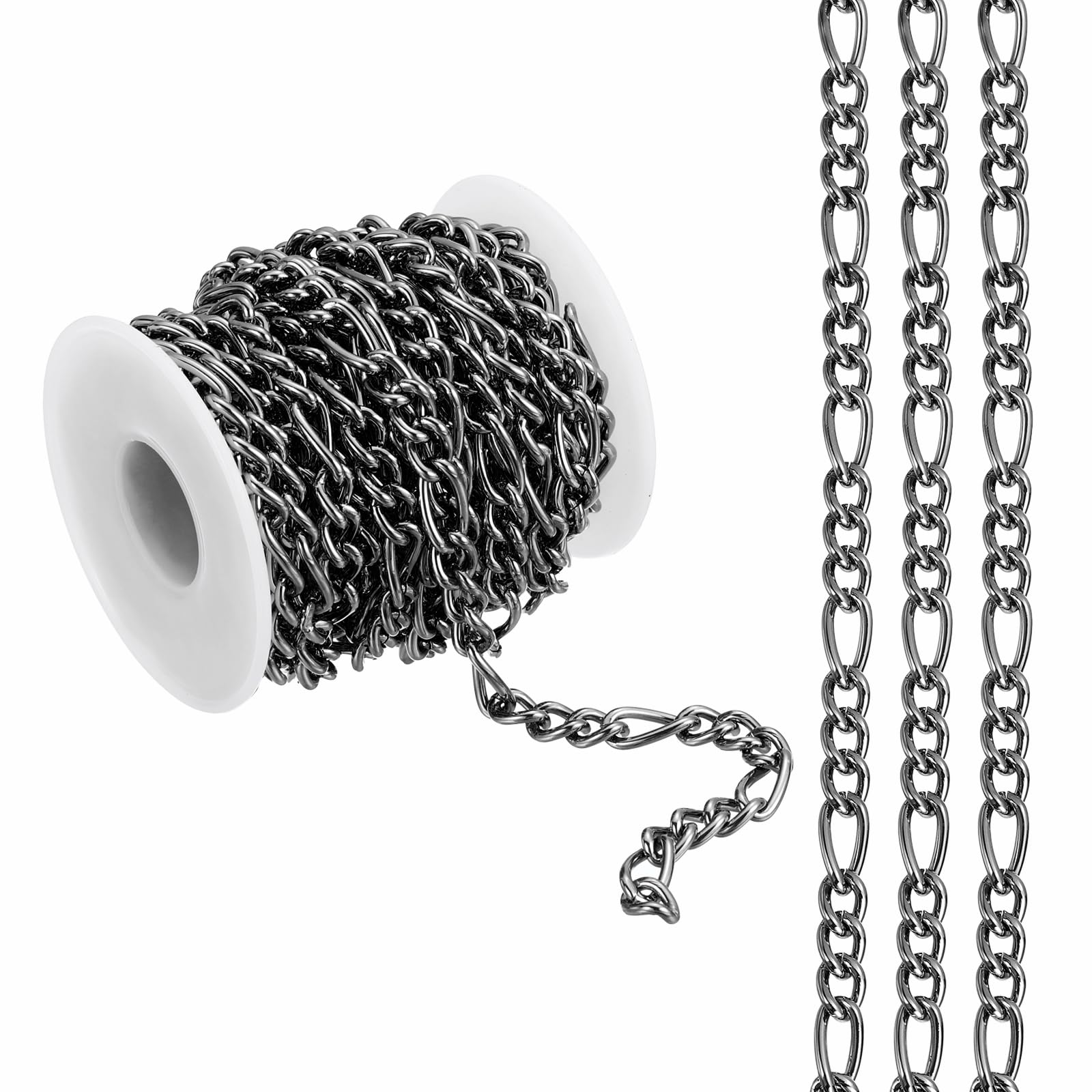 PATIKIL 16.4Ft Black Link Chain Roll for Jewelry Making, 7mm Wide Aluminum Twisted Link Chain Bulk for Jewelry Making DIY Craft Supplies Necklaces Bracelets Earring