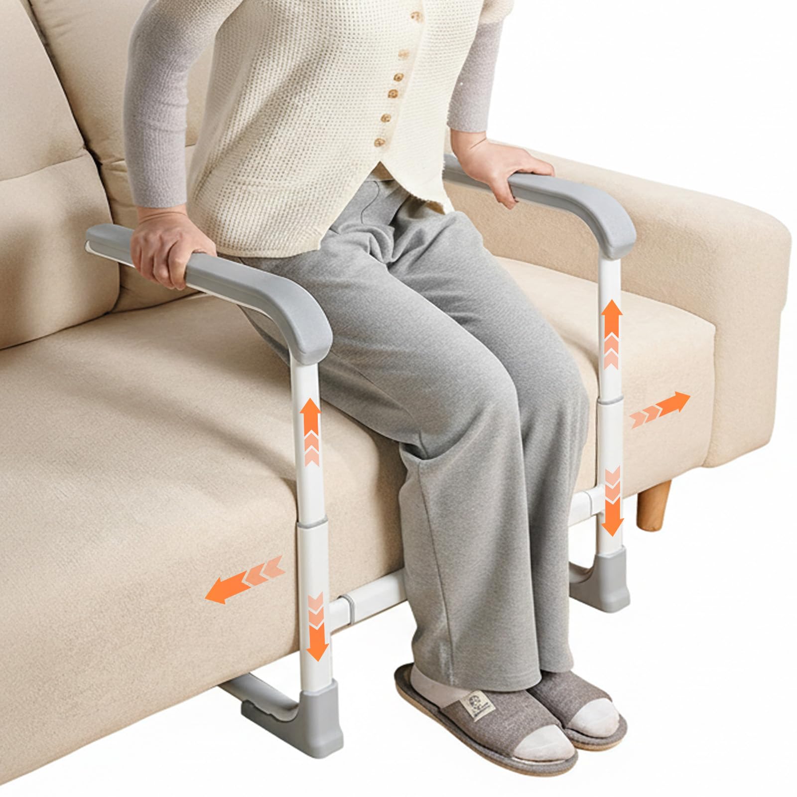 Aufstehhilfe Sofa für Senioren, 3-Fach Höhenverstellbar & 2-Fach Breitenverstellbare Couch-Hebehilfe mit Sicherheitsgriff & Anti-Rutsch-Füßen, Stabile Sitzerhöhung & Aufstehhilfe für Senioren