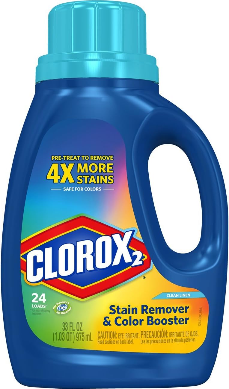 2 Laundry Stain Remover and Color Booster, Clean Linen, 33 Ounce Bottle (Packaging May Vary)