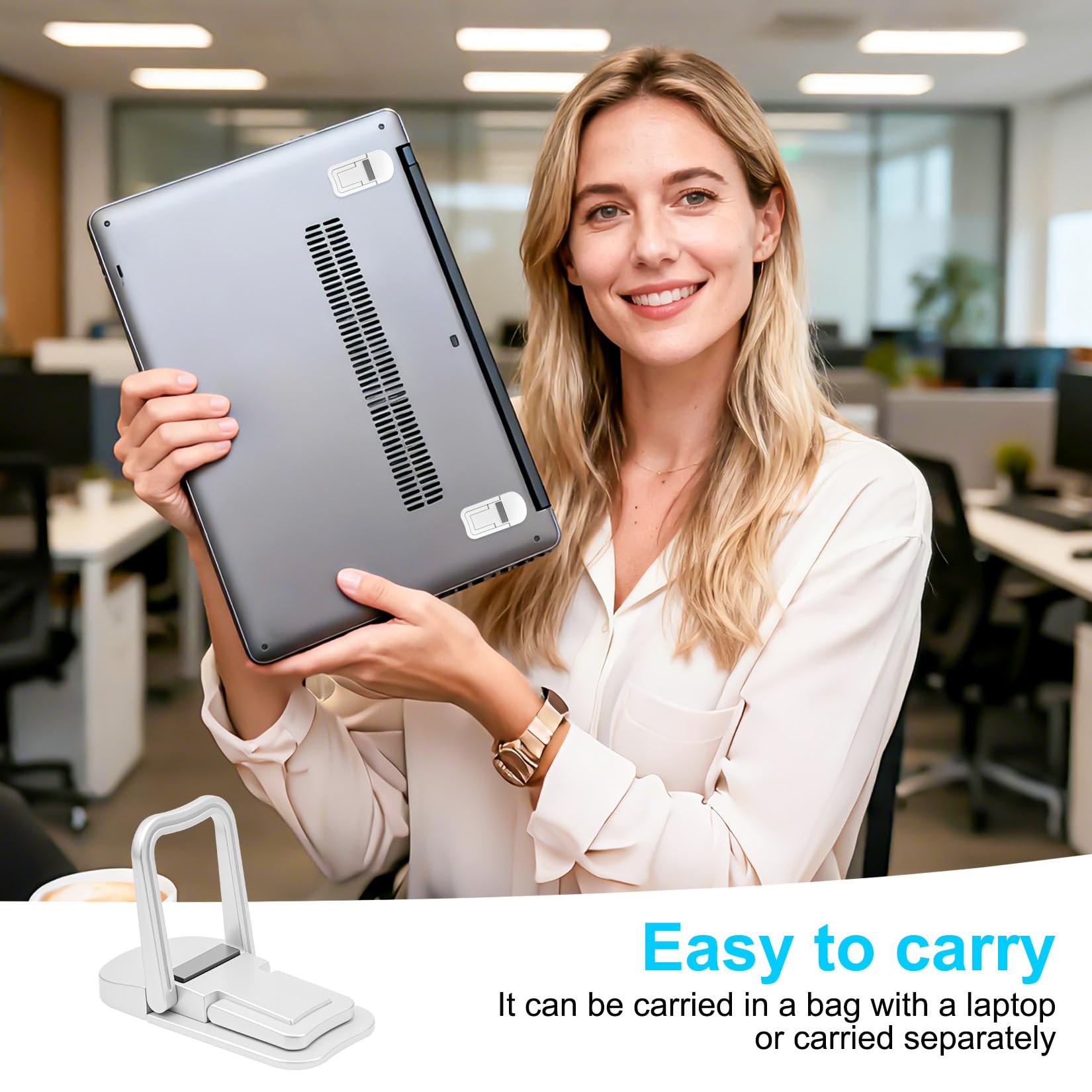2 Pz Supporto PC Portatile Scrivania Regolabile, Supporto Laptop Regolabili in Altezza, Stand PC Portatile autoadesivi regolabili a 2 livelli per notebook, laptop e tablet