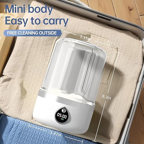 Vista 7 de Portable Washing Machine, Compact Mini Washing Machine for Delicates & light garments, Cordless Portable Washer, 1.4L White Mini Washer, Great for