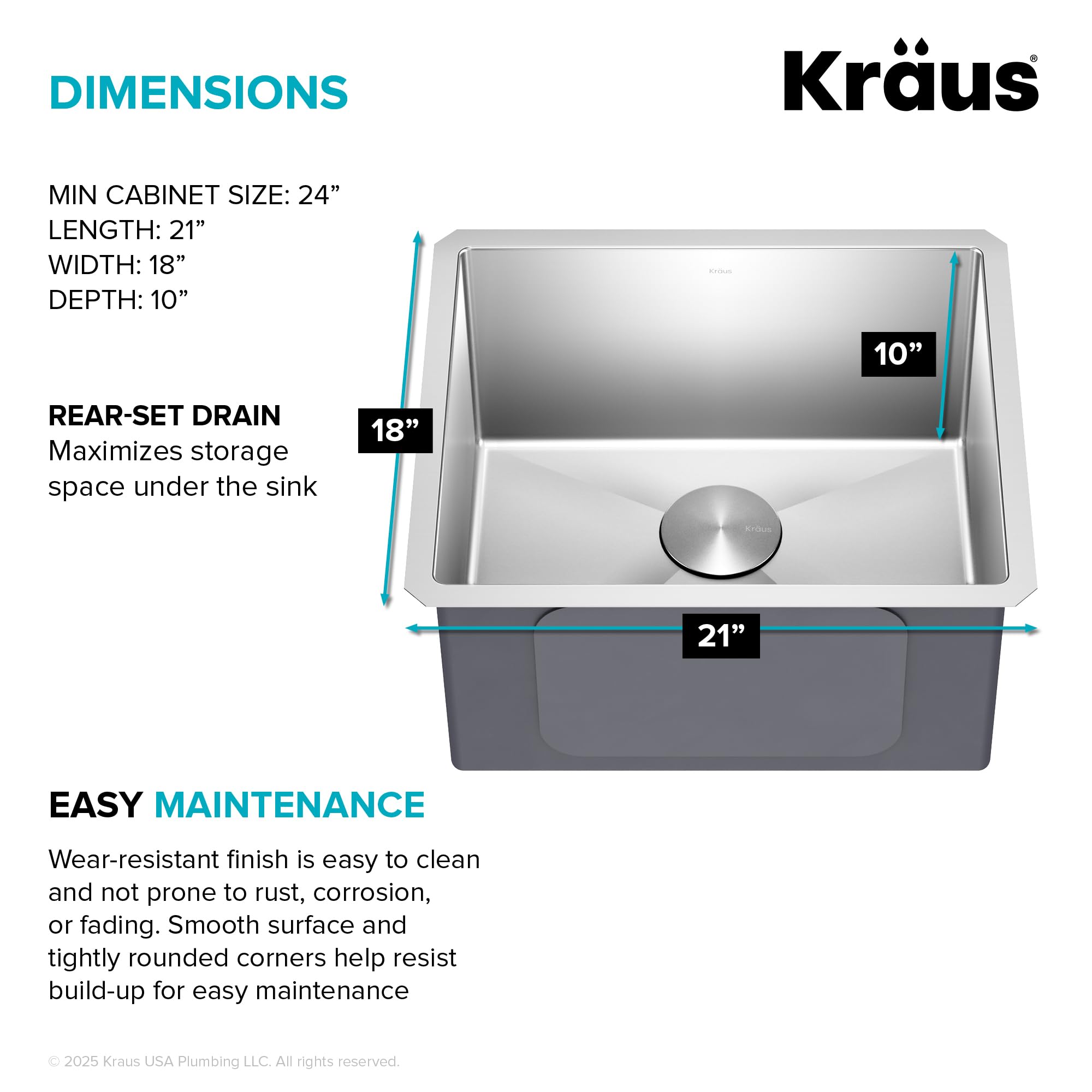 Kraus KHU101-21 Standart PRO 16 Gauge Unterbau Single Bowl Set (4 Artikelbündel: Spüle, Untergitter, Ablaufmontage, Küchentuch), 53,3 cm, Edelstahl