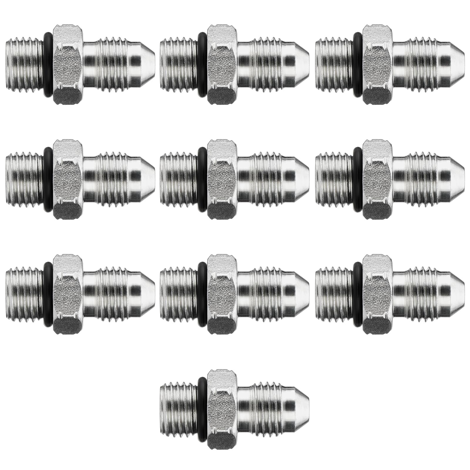 10PCS Hydraulic Adapter Fitting: 1/4" JIC Male x #4 SAE/ORB Male