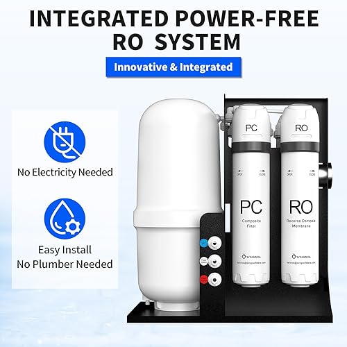 Miniatura 2 de WINGSOL - Filtro de agua de ósmosis inversa integrado, NSFANSI 425358, sistema de filtración RO de 10 etapas debajo del fregadero para agua de