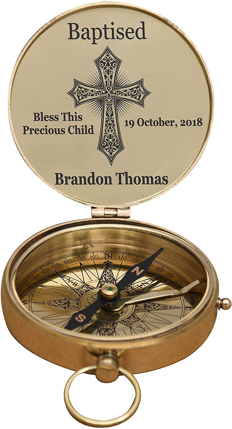 Valley Arts Customized Baptism Present, Engraving on Working Compass and Wooden Box, Heavenly Present of Blessings, Perfect for Baptism, Missionary, Birthday, Confirmation, Graduation-image-2