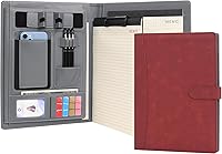 Vista 9 de Wason Portafolio Padfolio A4 Carpeta de cuero PU Archivo Estuche con almohadilla de escritura y portapapeles extraíble para organizador de oficina