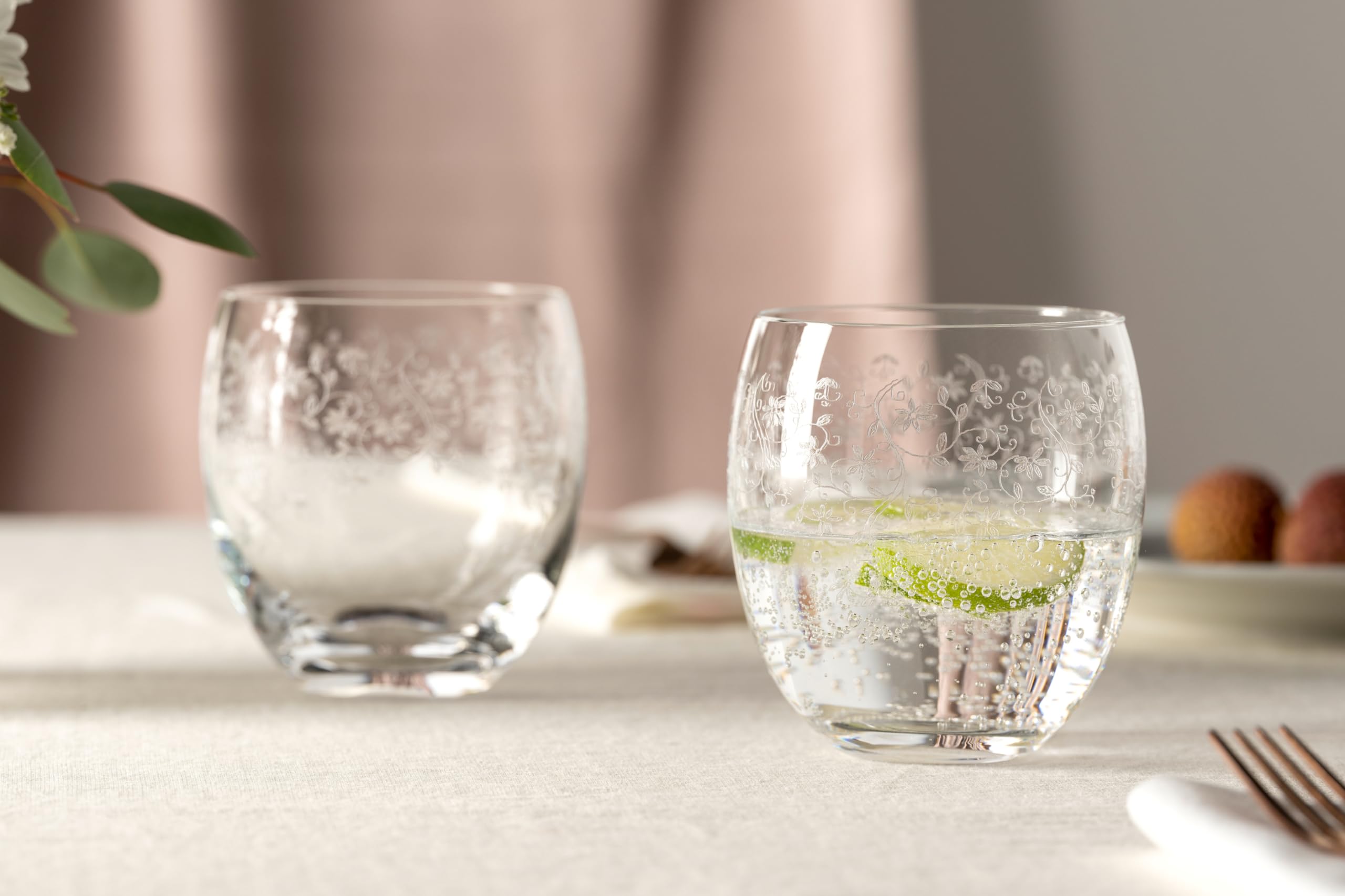 Leonardo Chateau Trink-Glas, Glas-Becher mit floralem Muster, spülmaschinenfeste Wasser-Gläser, 6er Set, 400 ml, 061595