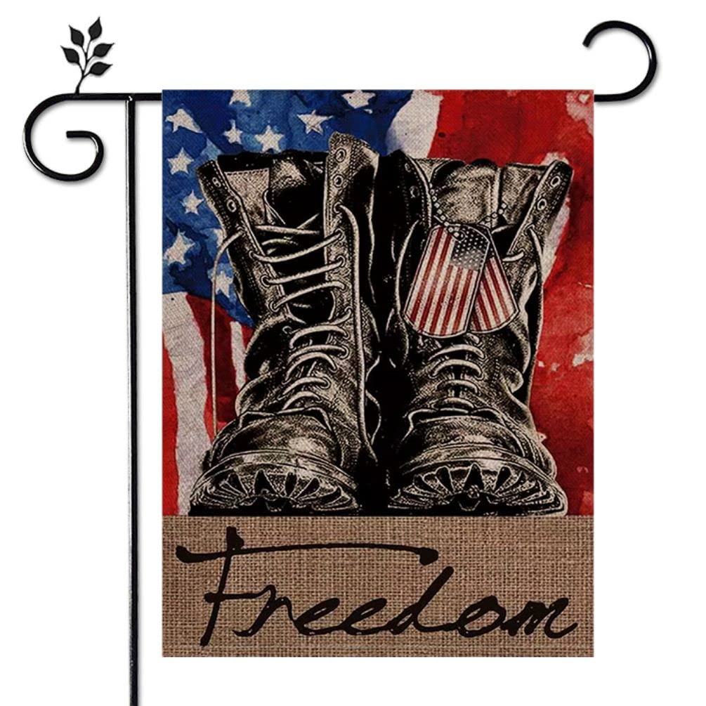 Eiazuiks 4th of July Patrioctic American Garden Flag Floral Spring Double Sided Vertical Rustic Farmhouse Yard Seasonal Holiday Outdoor Decor 12×18 Inch EF050