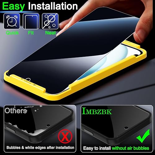 Miniatura 5 de IMBZBK Paquete de 4 protectores de pantalla de privacidad para iPhone 15 de vidrio templado con 4 protectores de lente de cámara, accesorios 9H anti