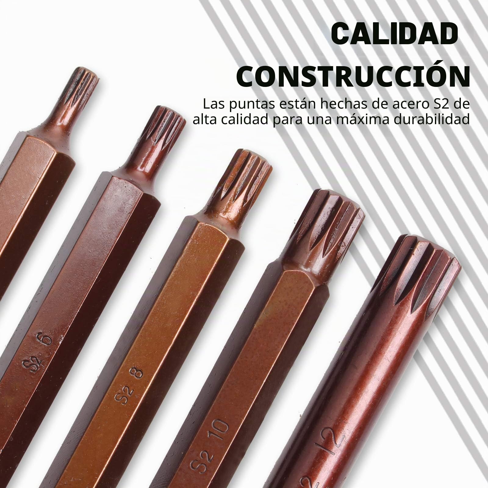 CCLIFE 40 piezas Juego de Puntas Torx XZN Puntas de Vaso Puntas Hexagonal S2 puntas T20-T55 M5-M12 H4-H12