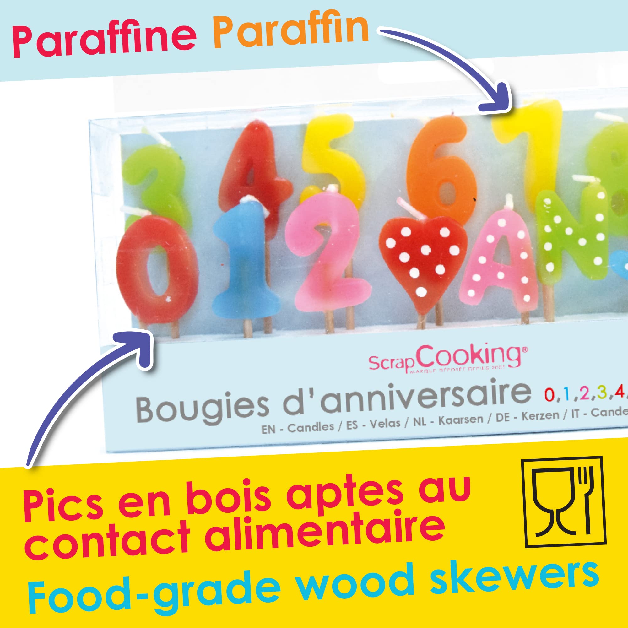 SCRAPCOOKING Kerze Nummer 3 - Paraffin-Kerze Zum Geburtstag, 15,5x8x1 Cm