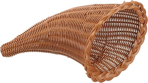 Miniatura 4 de Gadpiparty Cesta grande de cornucopia de mimbre para otoño, aperitivo para Acción de Gracias, Navidad, cosecha, centro de mesa, decoración de fiesta