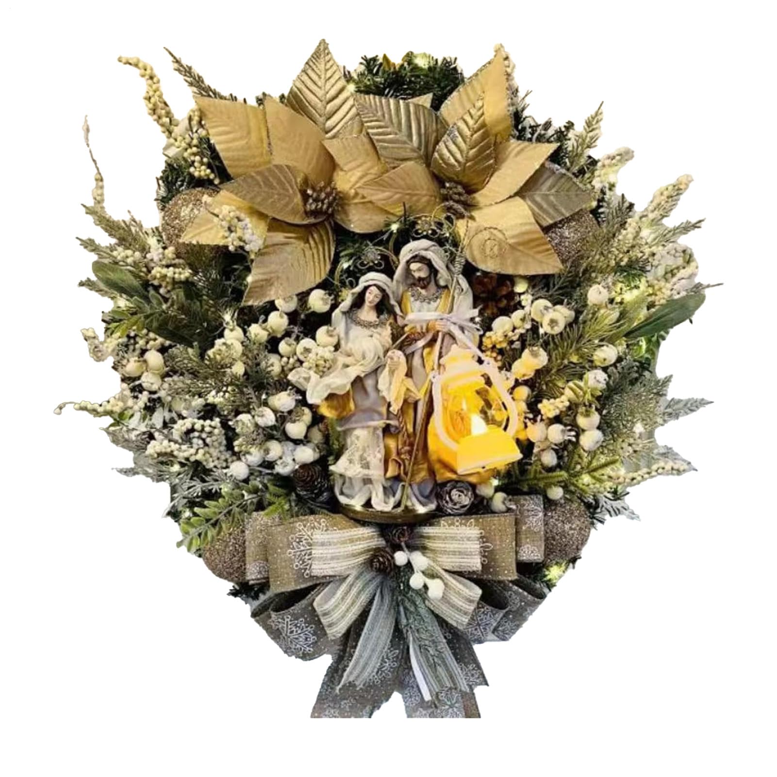 Couronne De Noël pour Porte Décoration De Couronne Lumineuse De Fête | Ornement De Fenêtre De Fête Pour Extérieur Intérieur Cheminée Manteau Porche Fenêtre Porte Table Soirée Noël