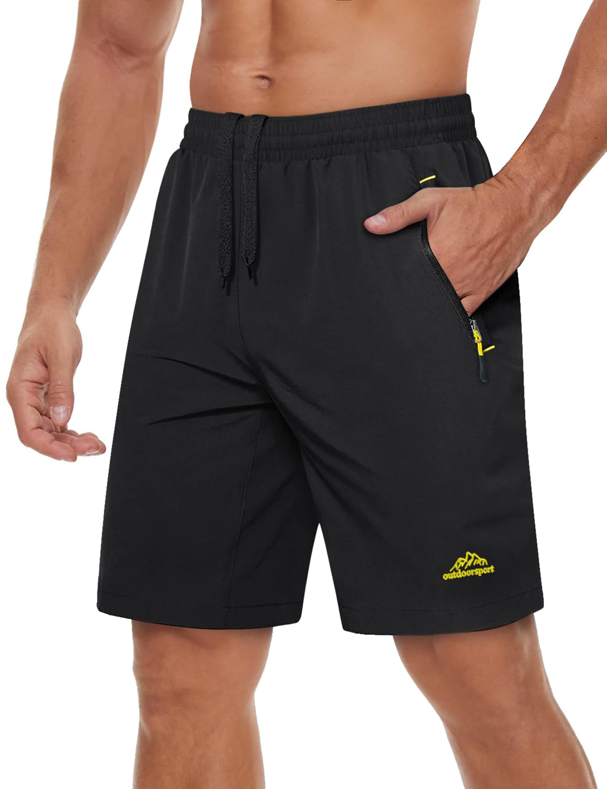 TACVASEN Men's Quick-Drying Training Shorts, Running Shorts, Breathable Sports Shorts with Zip Pockets - 2