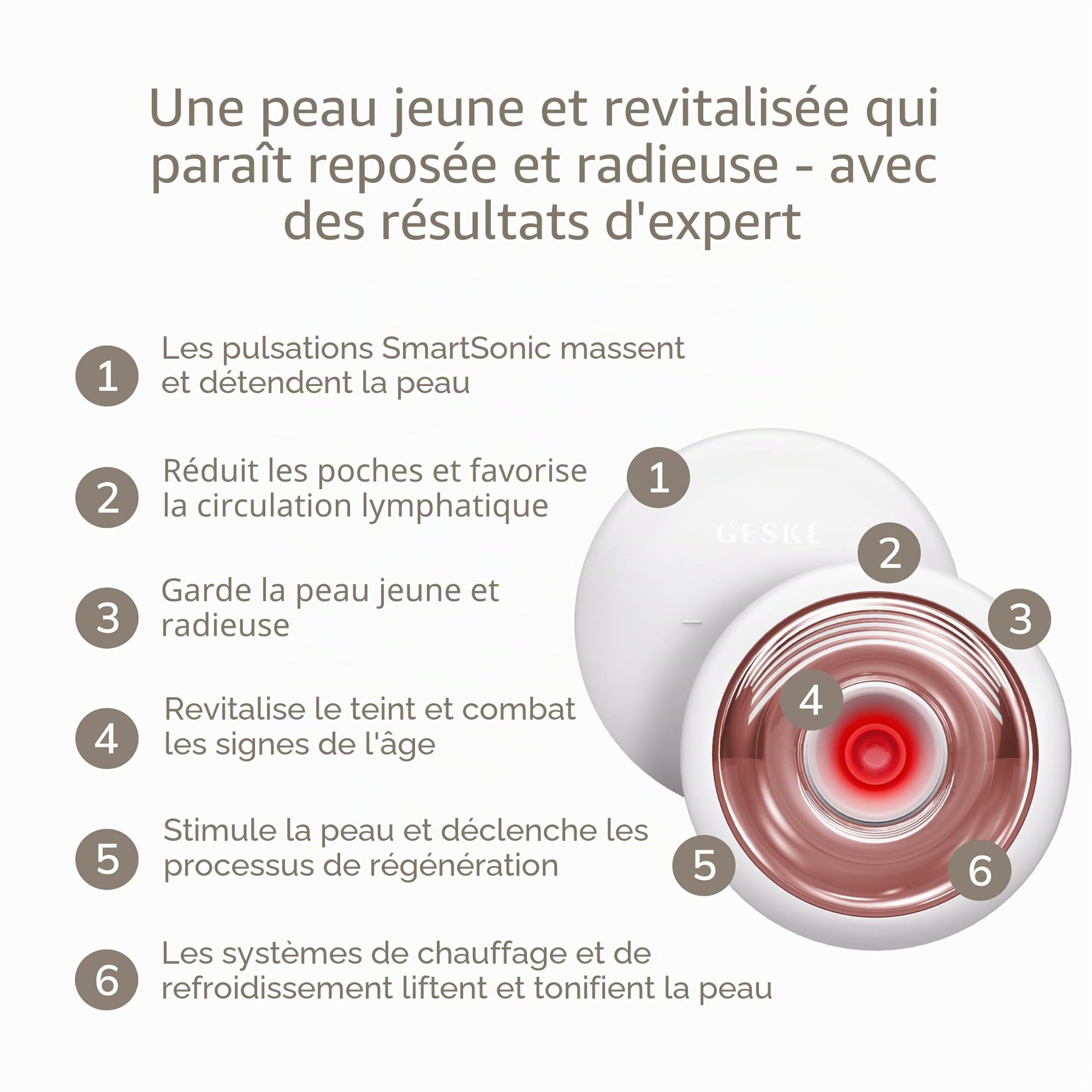 GESKE Sonic Cool & Warm Face & Body Massager | 9 in 1 Dégonfle la peau