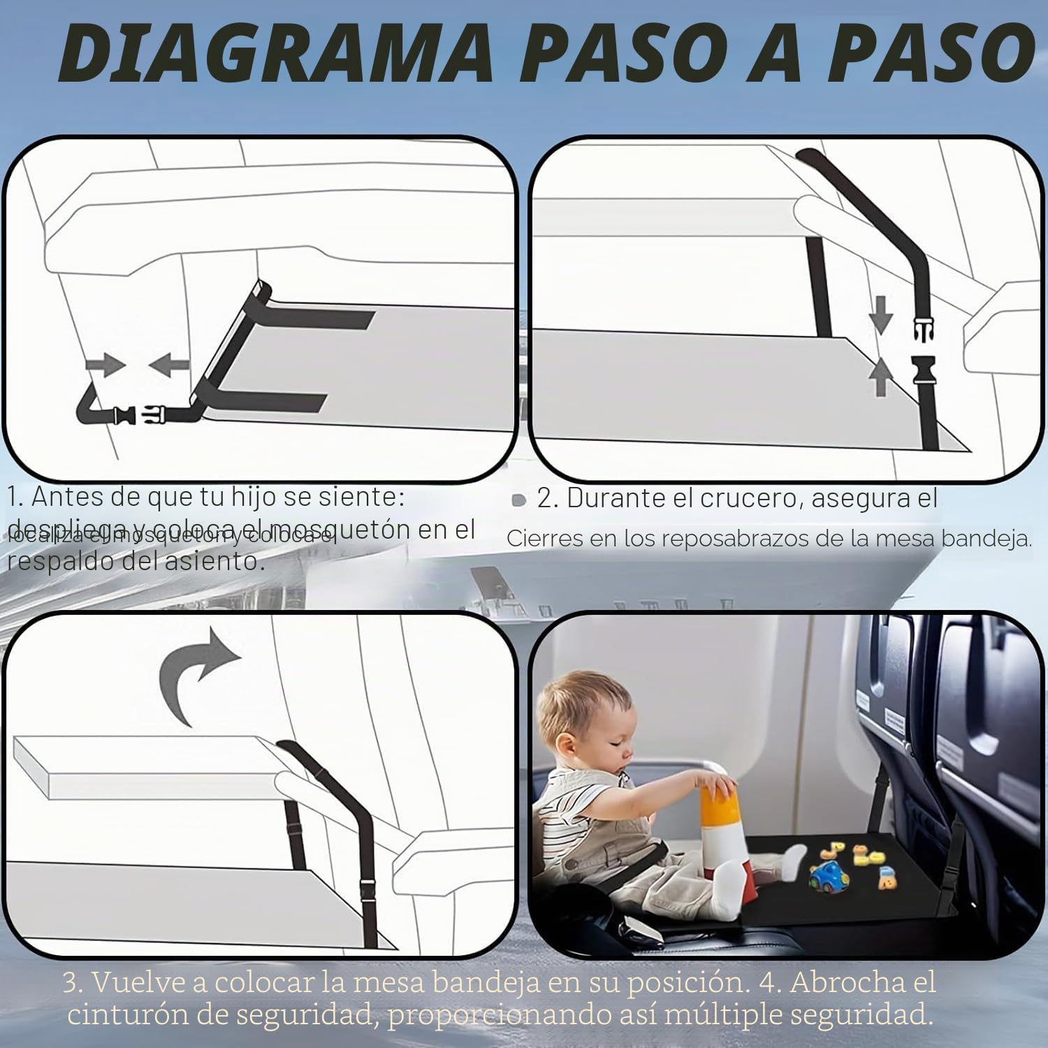 Reposapiés Portátil y Plegable para Niños, Extensores de Asientos para Aviones, Accesorios de Viaje en Avión, 77x44cm