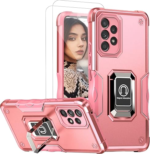 Funda compatible con Samsung Galaxy A53 5G con protector de pantalla 2 piezas, cubierta protectora de grado militar a prueba de caídas para Samsung