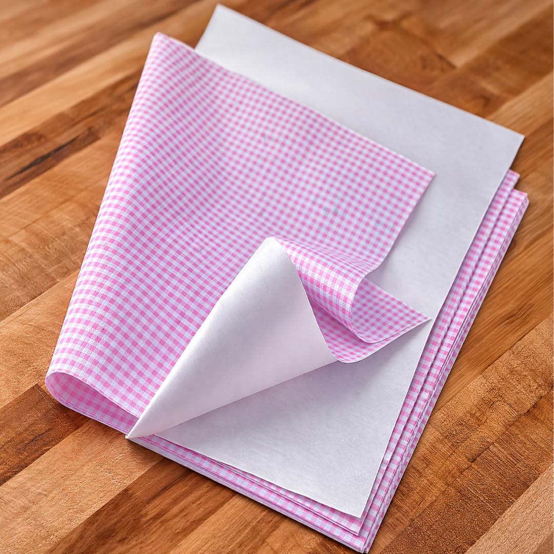 Papier Alimentaire Duplex Satiné Fond Rose – 40x50 cm – 10 kg – Papier d’Emballage Alimentaire Professionnel pour Boucherie, Fromagerie, Poissonnerie, Charcuterie, Traiteur et Cuisine Professionnelle