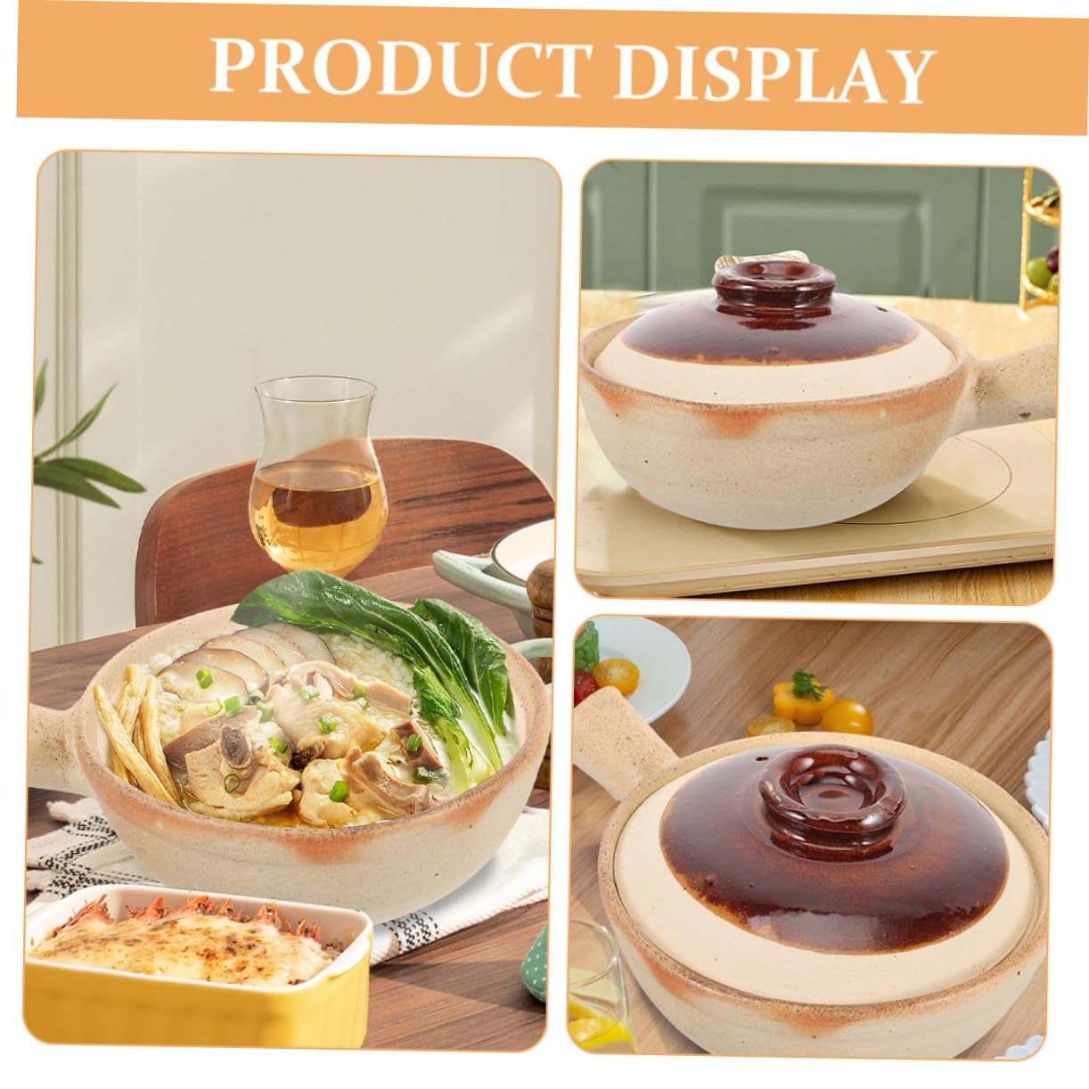 Toyvian Cocotte De Cuisine Marmite à Ragoût Cocotte Céramique Marmite à Soupe Plat Avec Couvercle Ustensiles De Cuisine