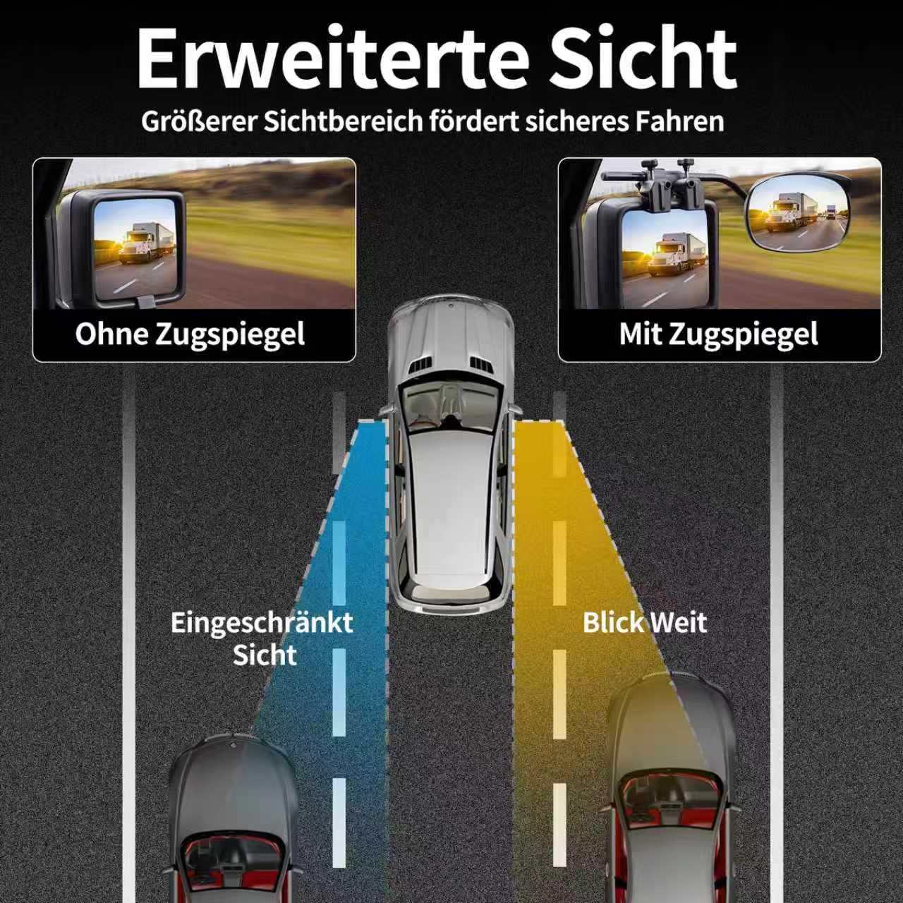 2 rétroviseurs pour caravane, voiture, camping-car, rétroviseurs grand angle, remplacement pour voiture, camion, fourgonnette, bus, champ de vision élargi, rétroviseurs latéraux amovibles pour