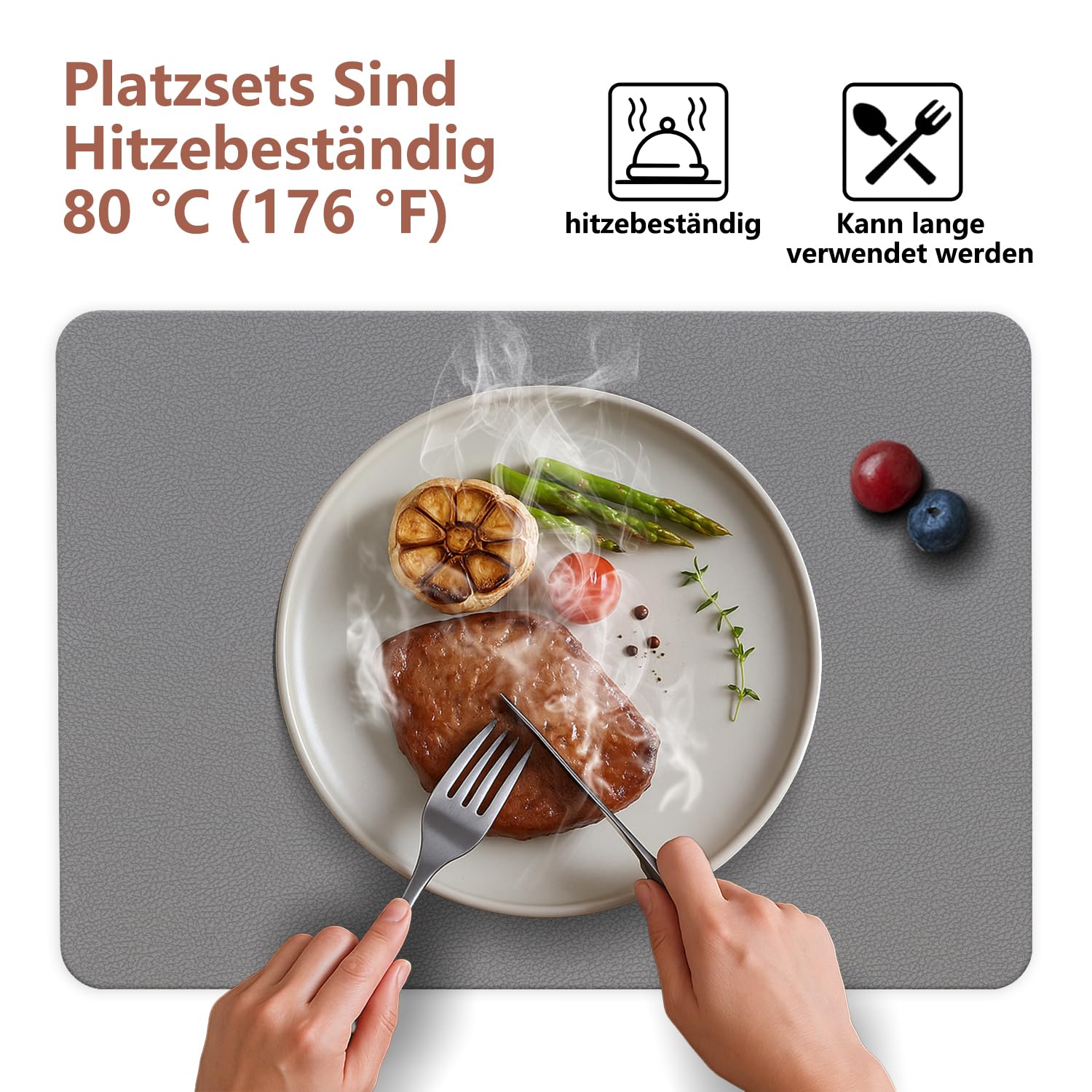 HELI MIAO Tischsets Abwaschbar 6er Set - Doppelseitige Platzsets & Untersetzer aus Lederoptik… – Ansicht 3