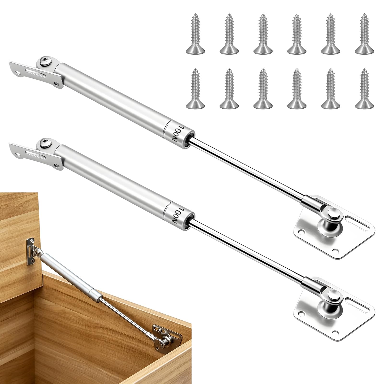 2PCS 100N 22lb Gas Struts Soft Close Hinges for Drop Down Cupboards, Heavy Duty Gas Strut Lift Support Damper for Kitchen Cabinet Flap Door Furniture Desk Drawer Slow Close Gas Spring Hardware