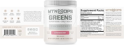 Miniatura 8 de MTN OPS Eva Shockey Signature Series Super Greens Organic Super Foods en polvo, fresa, 30 porciones, fresa, 4.4 onzas