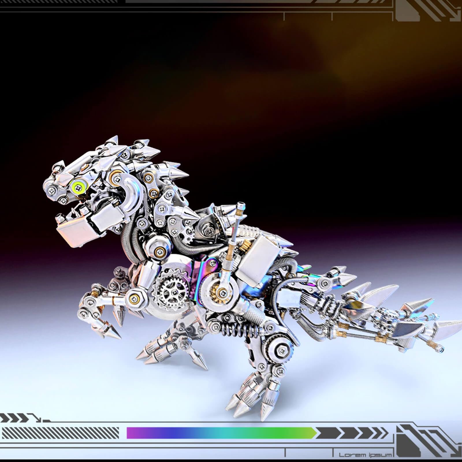 Kit di puzzle 3D in metallo dinosauro - Modello Steampunk T-Rex con ali e opzioni Gat-ling - Set di montaggio fai da te in acciaio inossidabile - Perfetto per adulti, appassionati di artigianato e