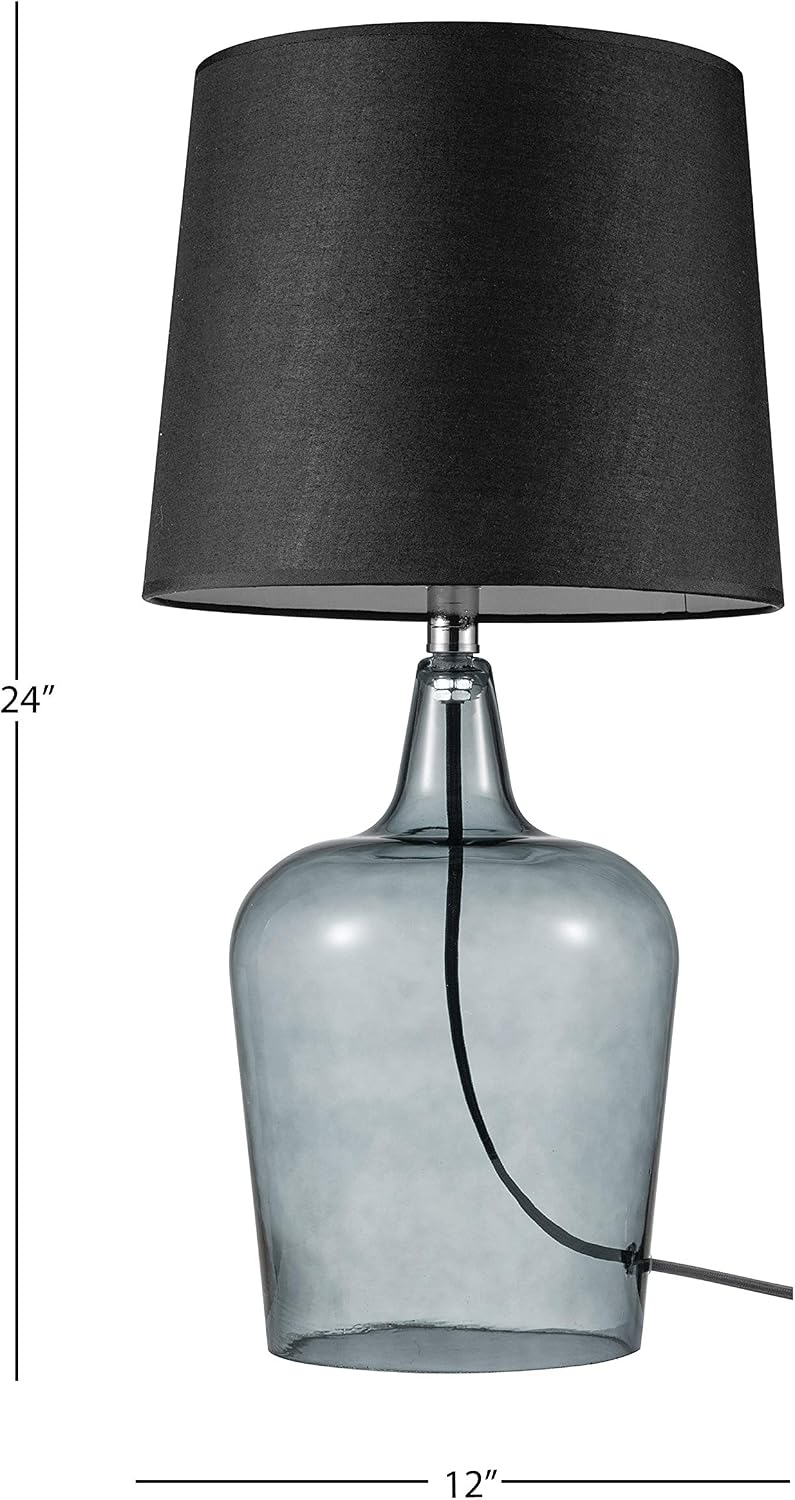 Crаzу Dеаlѕ Amazon Brand - Ravenna Home Single-Light Modern Table Lamp with Smoked Glass Base and Black Shade, LED Bulb Included, 24H