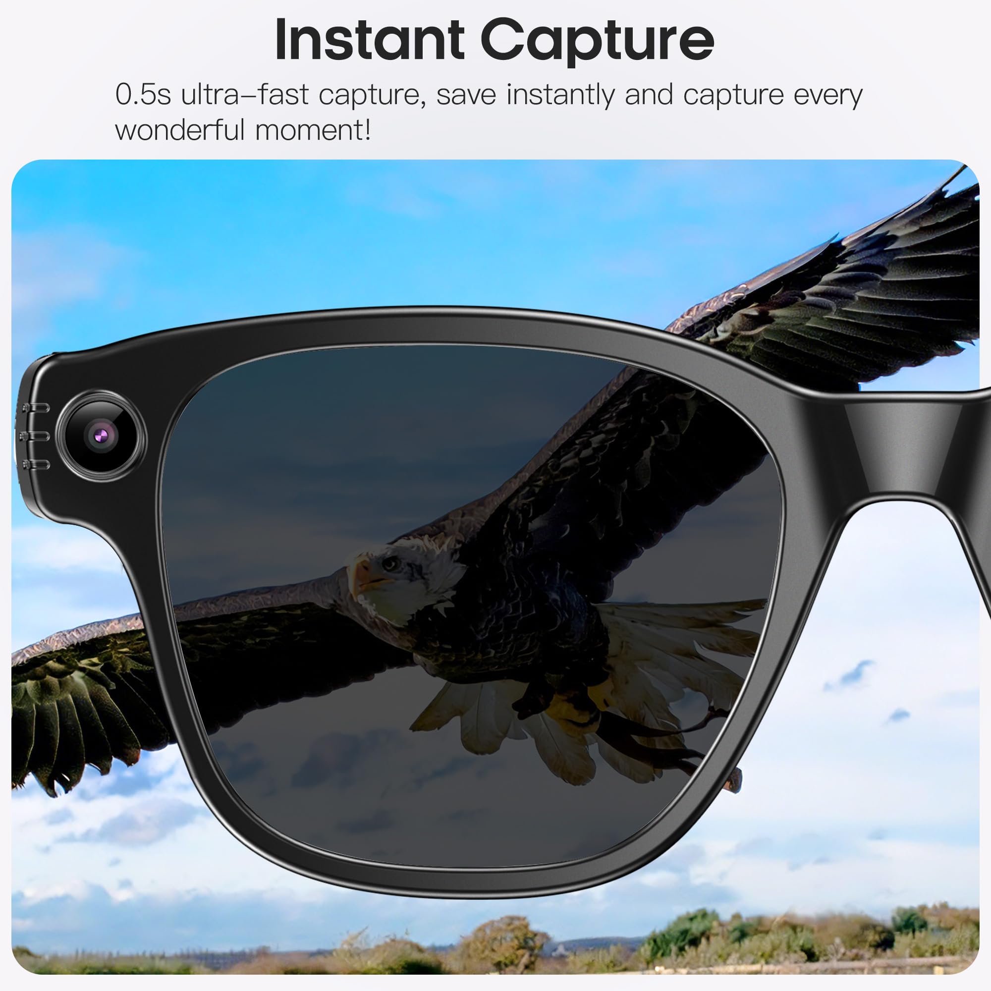 Gafas inteligentes con cámara AI para hombres y mujeres con 8 MP, grabación de video HD 4K/1200P, traducción, asistente de voz GPT, reconocimiento de objetos IA, música/llamada manos libres, batería