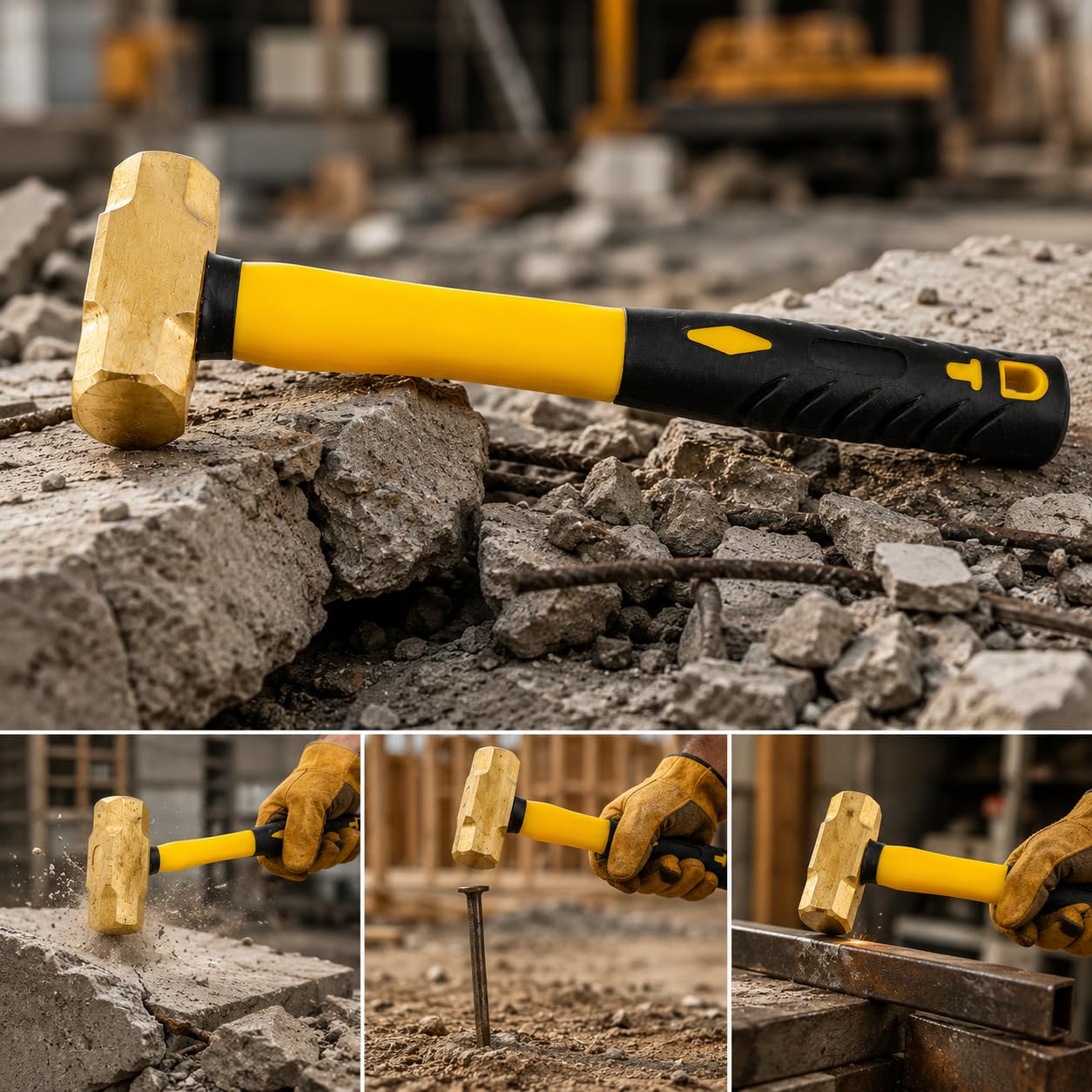 Stark USA 1lb Brass Sledge Hammer - Fiberglass Handle -2 Stark USA 1lb Brass Sledge Hammer - Fiberglass Handle -2
