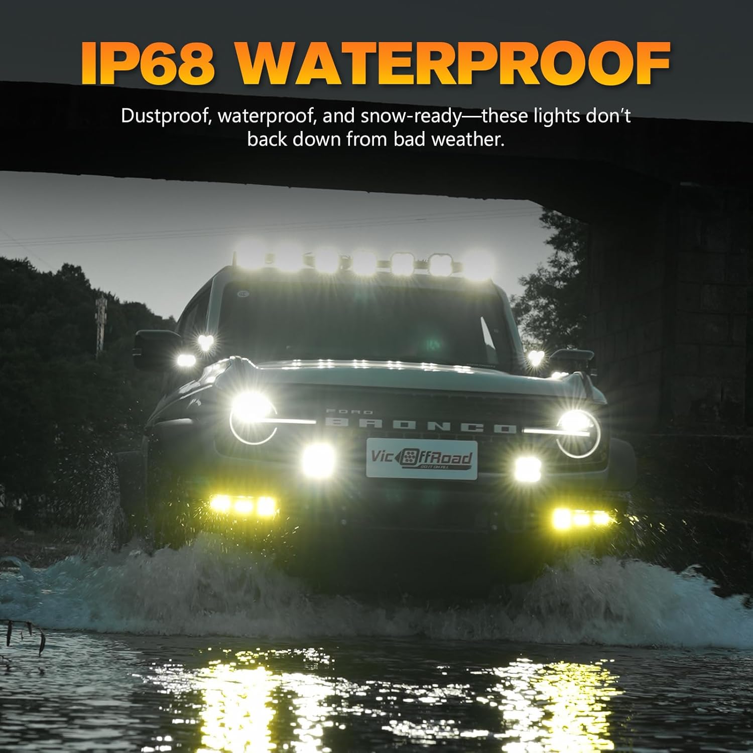 LIGHTFOX LED Fog Lights Set for Ford Bronco (2021-2024), Off-road Modification Spotlight Bronco Fog Lights for Modular Bumper, Daytime Running Lights, Bronco Fog Pocket Kit Assemblies IP68