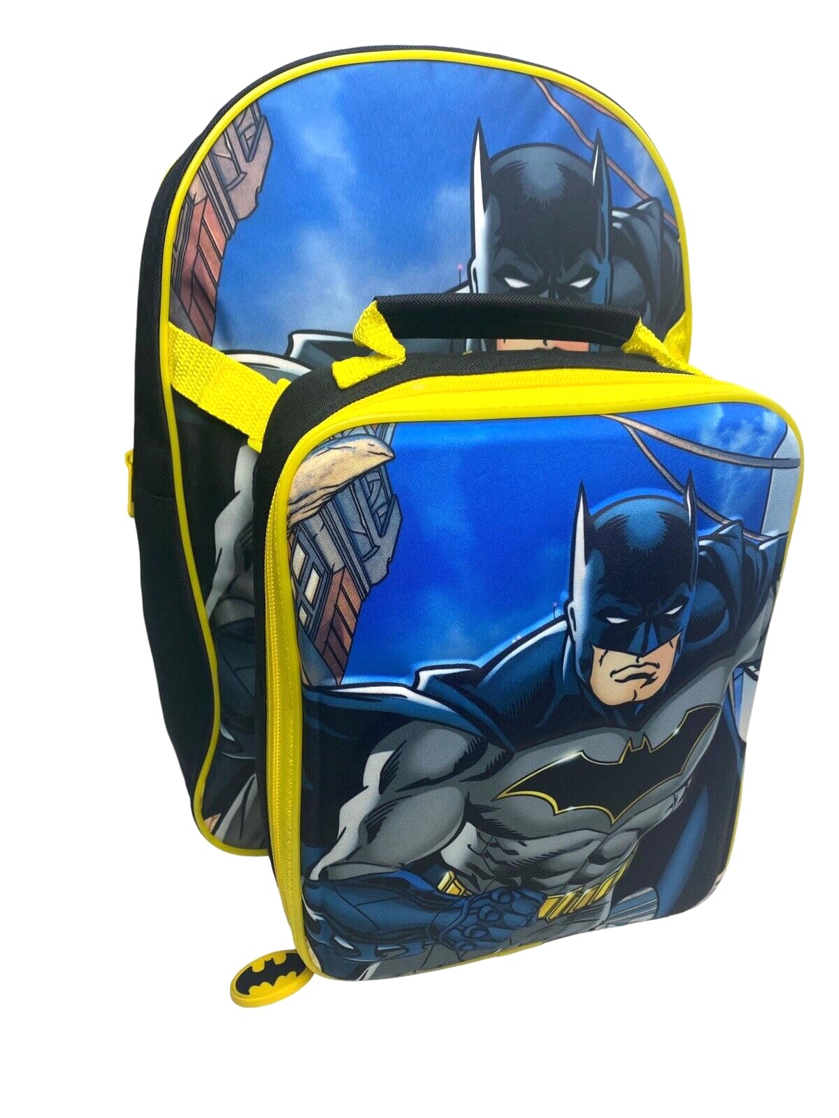 DC Comics Batman Backpack with Lunch Bag for Kids School Bag 2 Piece Matching Insulated Lunch Set