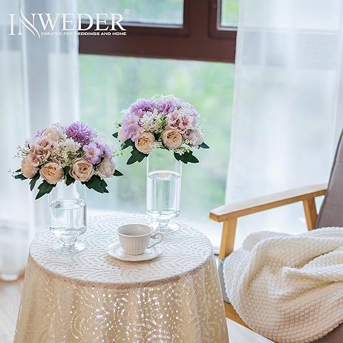 Miniatura 3 de Centros de mesa de bolas de flores para mesas 2 piezas de flores moradas para centros de mesa, arreglos florales, centro de mesa para boda, fiesta,