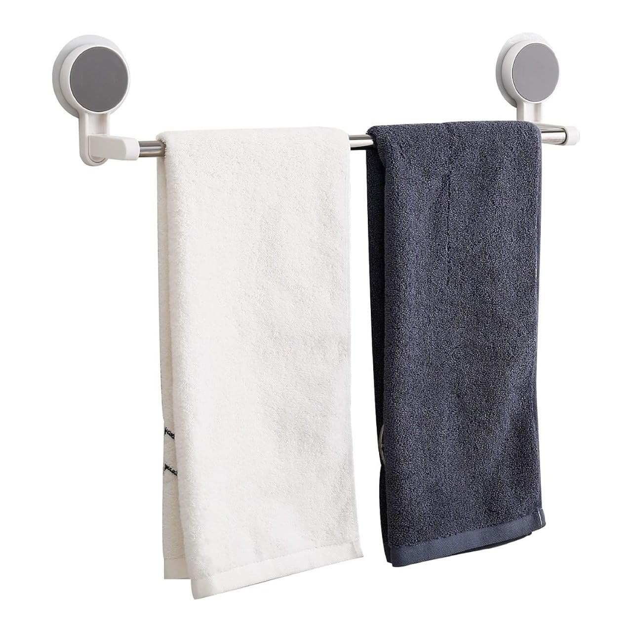 Wall Mounted Towel Holder Bar | No Drill Steel Pipe Towel Rack with Suction Cup | Magic Sticker Napkin Rod Hanger for Bathroom & Kitchen | Cloth Rack for Hand Towels, Dish Towels & Cleaning Rags-picture-17