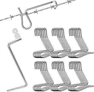 Fence Stretcher Tool Kit - 30-Pack 1/4" Wire Tightener Clips + Heavy-Duty Handle for Barbed Wire, Chain Link & Farm Fencing - Rust-Resistant Tensioner for Ranch, Garden, Pasture