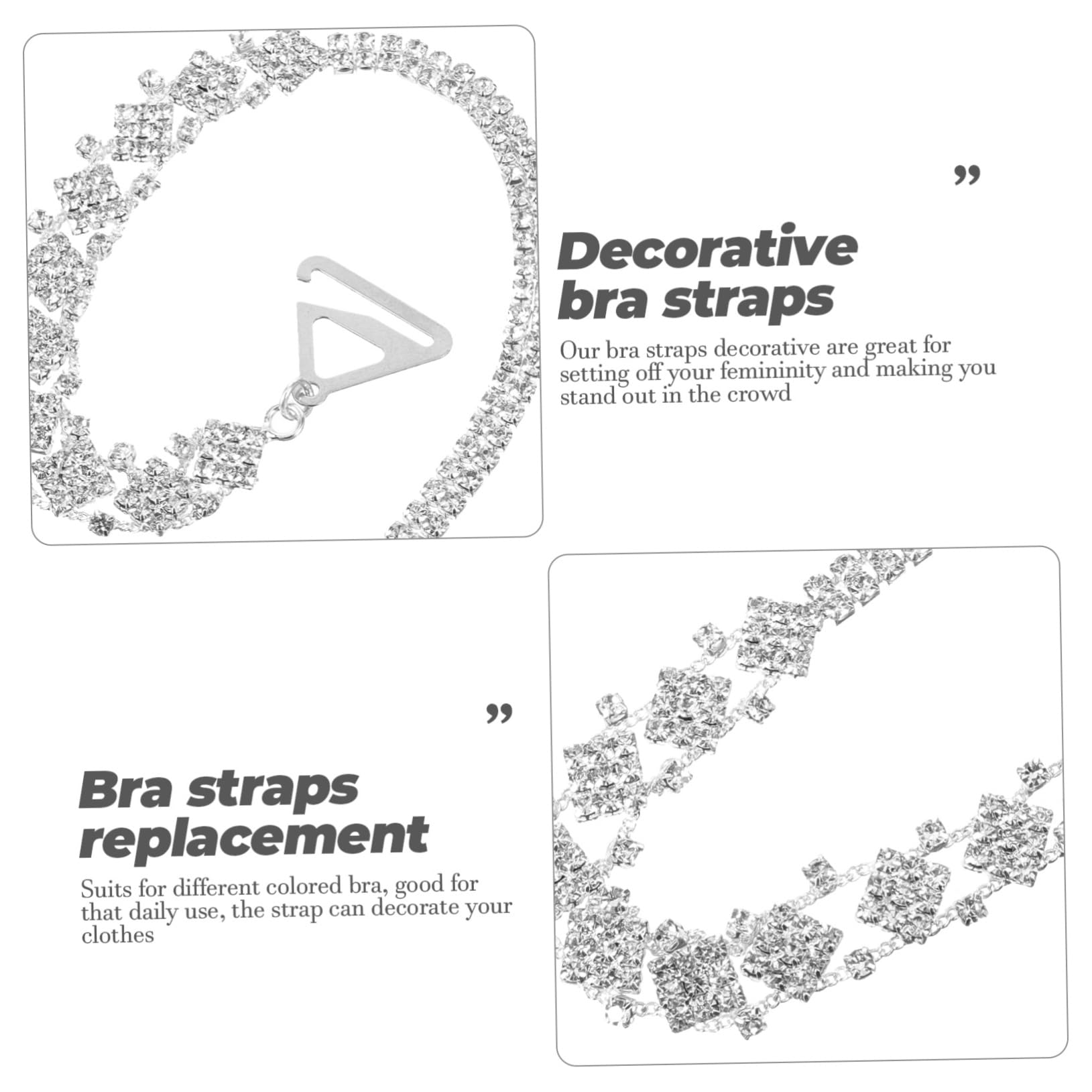 minkissy Tirantes De Sujetador Invisibles Para Boda Ajustables Y Extraíbles Con Cristales Con Clips Para Los Tirantes Para Vestido Accesorio Para El Hombro Acrílico Y Plateado