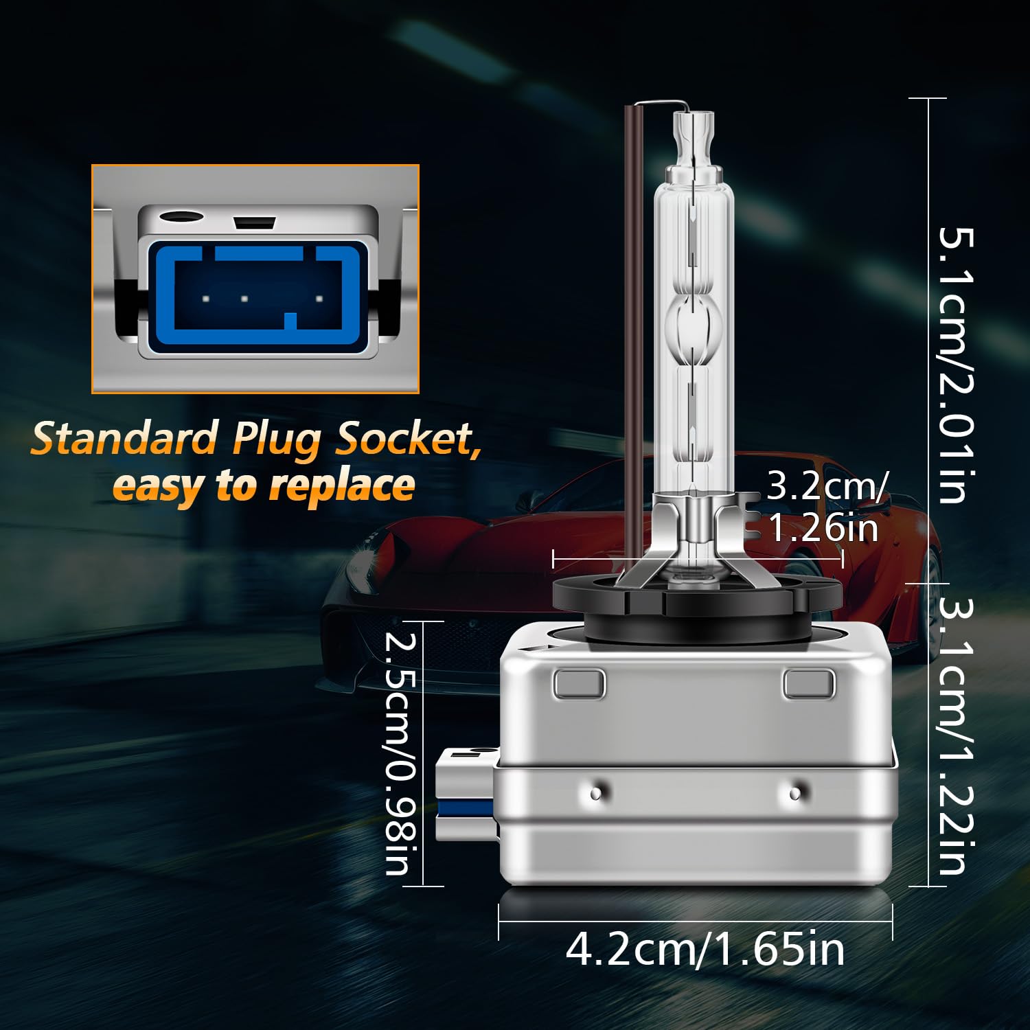 D8S 35W Xenon-Scheinwerferlampen, 4300K Warmweiß 12V Fern/Abblendlicht HID Lampe, 2 Stück