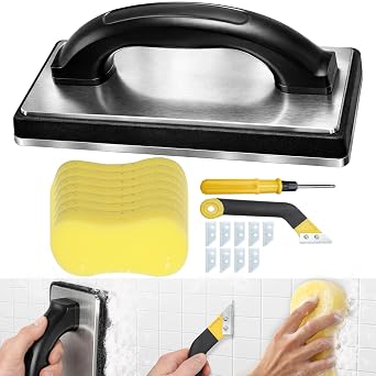 18 Pcs Professional Grout Float Sets for Grout in Tiles,Complete Tile Repair Kit for Repairing Tiles, Scraping Out Old Grout,Applying Grouts,Masonry Stucco Drywall Concrete