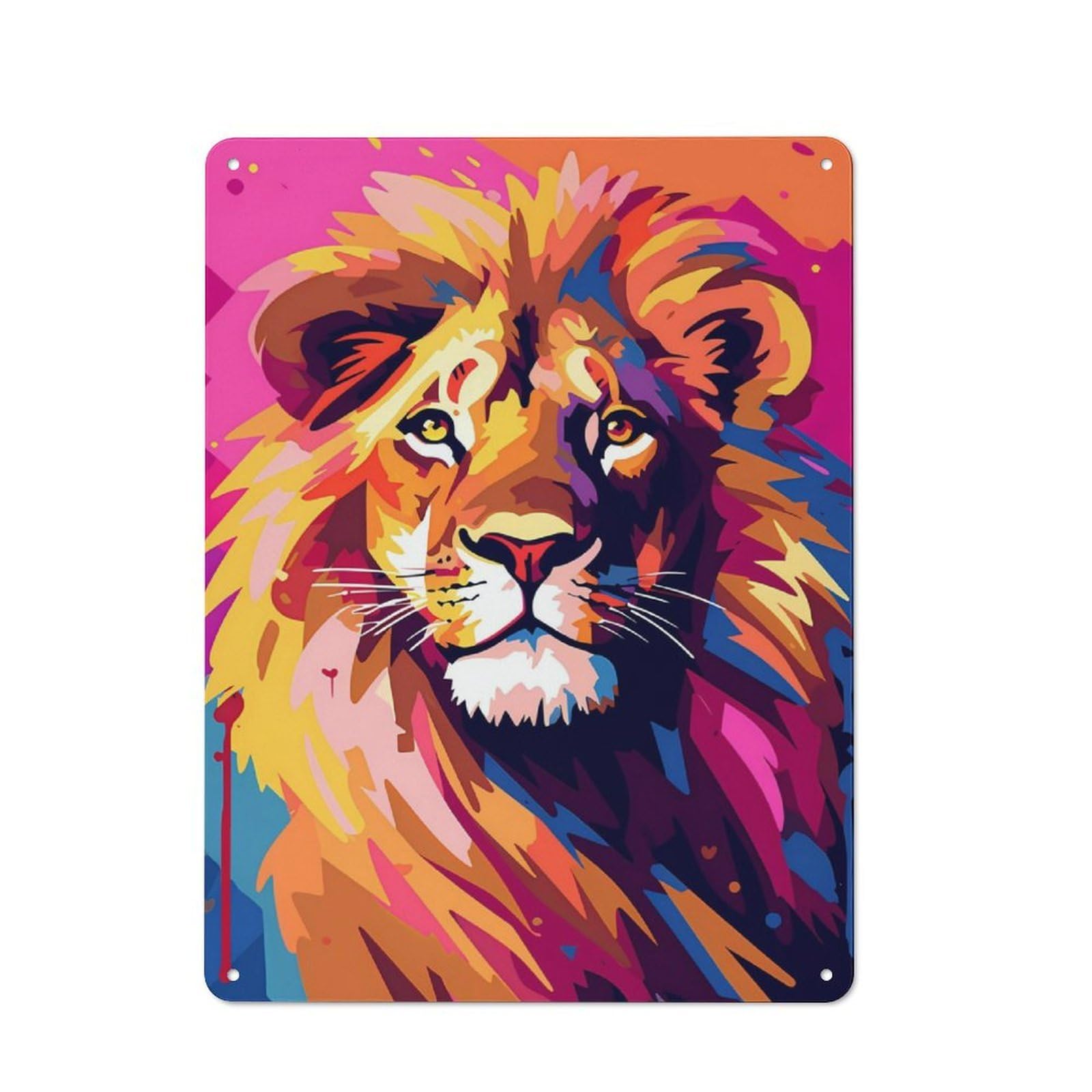 Junmoney Graceful Lion Pop Art Art Retro Metal Sign With Design 40X30cm, Nostalgic Vintage Wall Decor For Kitchen, Hallway, Bar Or Small Cafe