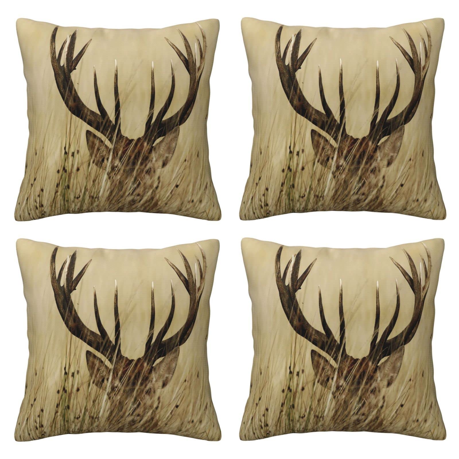 Whitetail Deer Fawn In Wilderness Stag Throw Pillow Cases 4 Pack Square Pillowcases Super Soft Pillow Protectors With Zipper For Couch Livingroom Sofa Bed Office Car,50x50 Cm