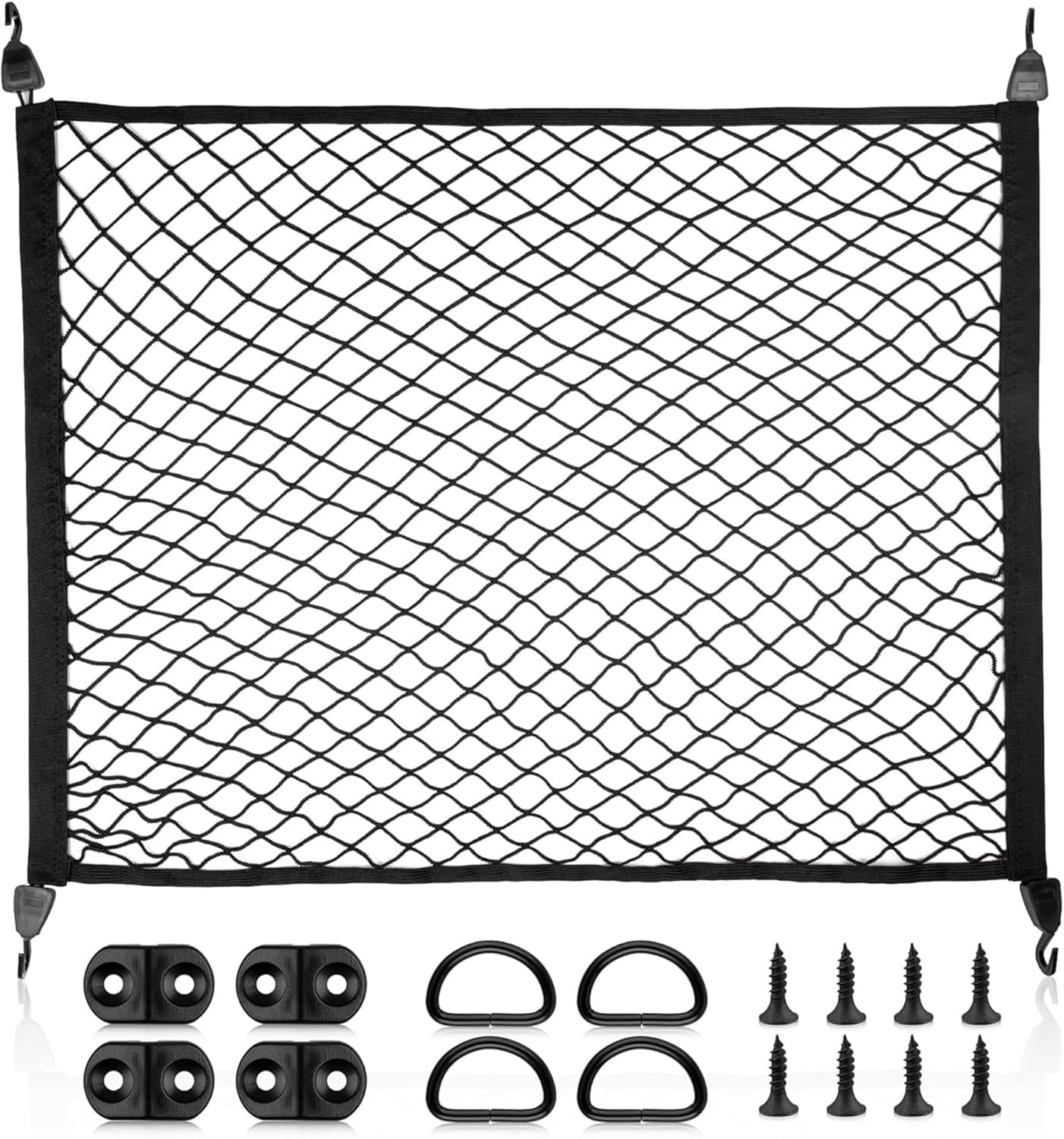 YDSTNiu 1 Pcs Car Boot Net Cargo Storage for Piaggio Ape 50, Luggage Mesh Stretchable Elastic Rear Trunk Netting Tie Down Hook Set