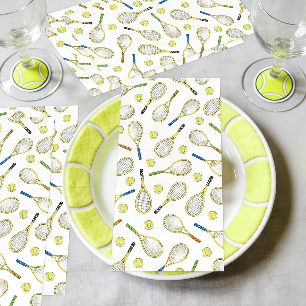 Tennis Guest Paper Napkins Sport Tennis Birthday Table Decorations Sport Cocktail Napkins Country Club Napkins Disposable Paper Party Napkin Party Supplies 20Pcs